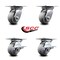 Service Caster 4 Inch Thermoplastic Rubber Swivel Caster Set with Roller Bearings 2 Brakes SCC SCC-35S420-TPRRD-2-SLB-2 - alternate 2